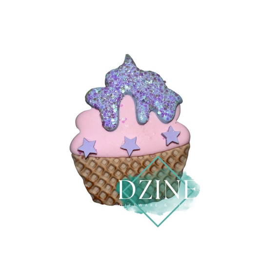 Pink sundae blue icing purple stars (5.5cm)