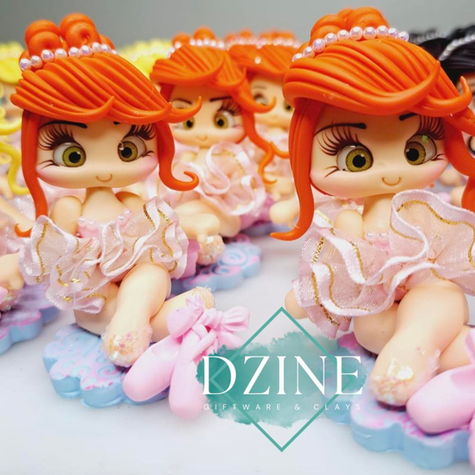 Ballerina with red hair cake topper (9cm)