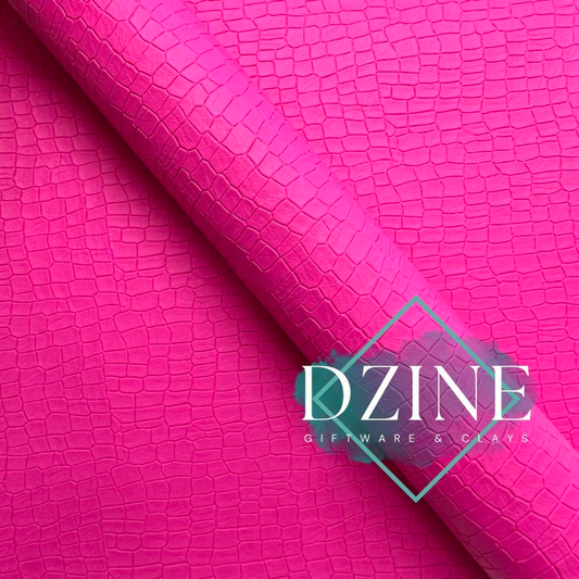 Neon pink crocodile faux leather