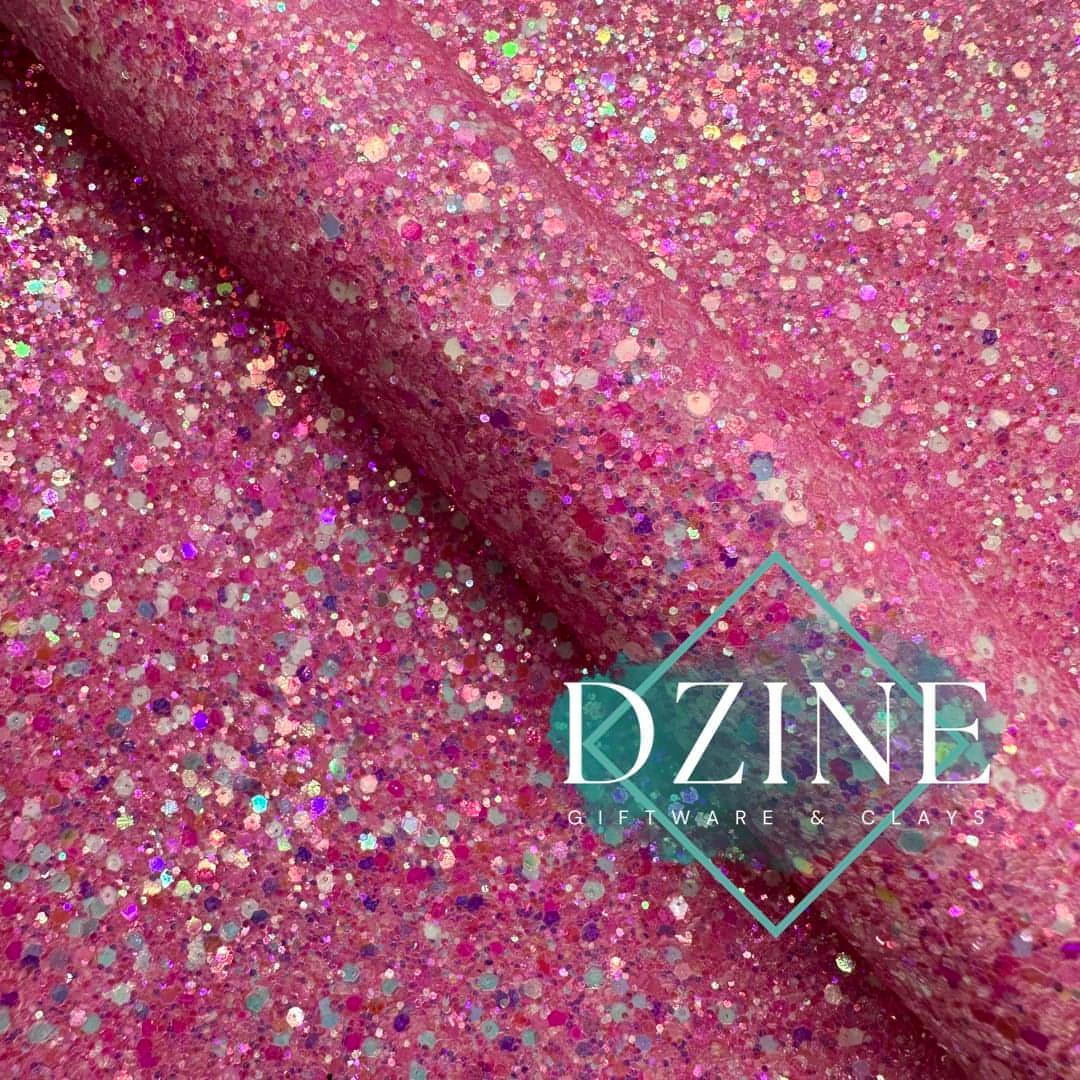 Pink chunky glitter glow in the dark sheet