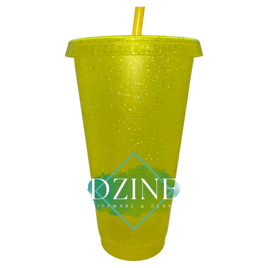 24oz Stadium Cup Glitter Yellow