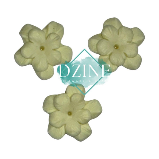 Light Yellow 2 layered flowers sml 3 pk (2cm)