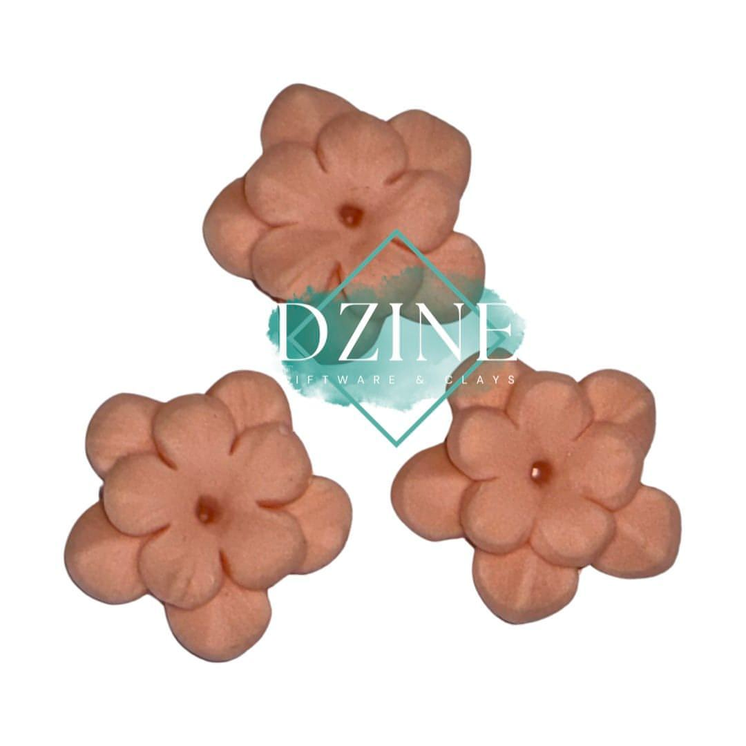 Large Apricot  2 layered Flower 3pk (3cm)