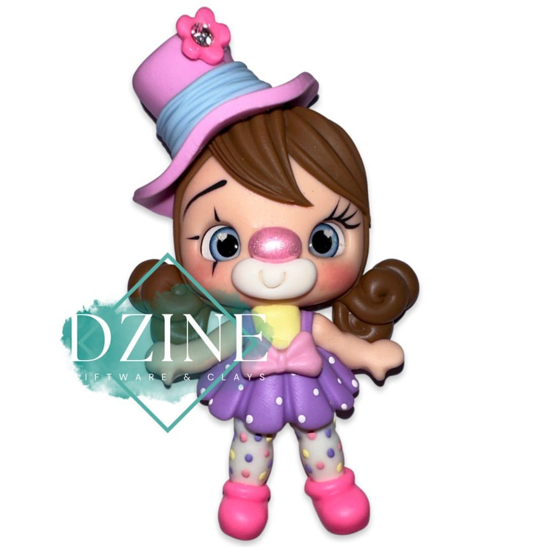 Cute Clown with purple polka dress