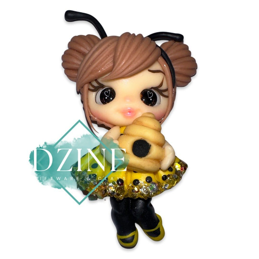 Cute Bee girl with hive