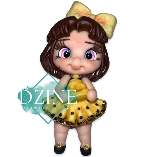 Bee girl with big yellow bow