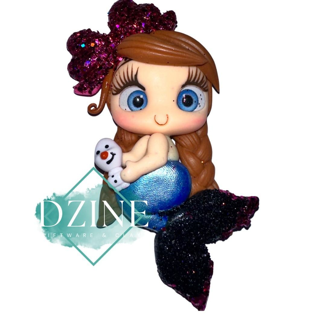 Snow Princess Mermaid brown hair glitter tail