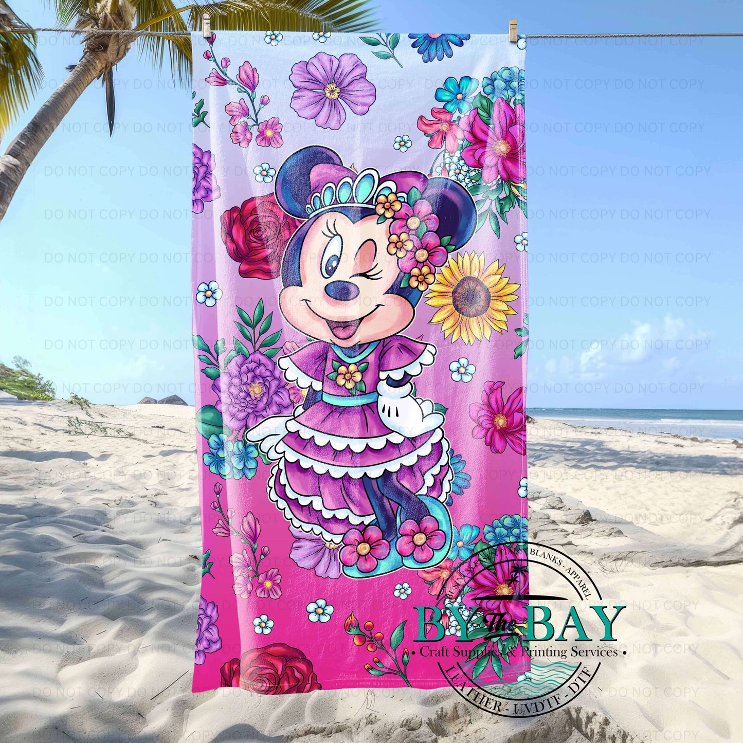 Miss Mouse Floral ombre Beach Towel