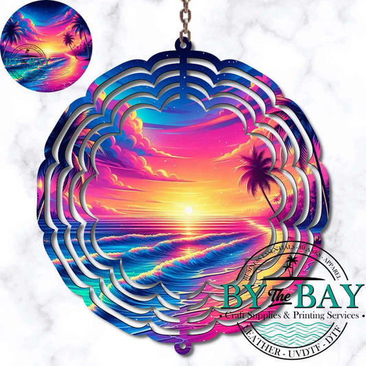 Neon Waves Wind Spinner Sublimation Print