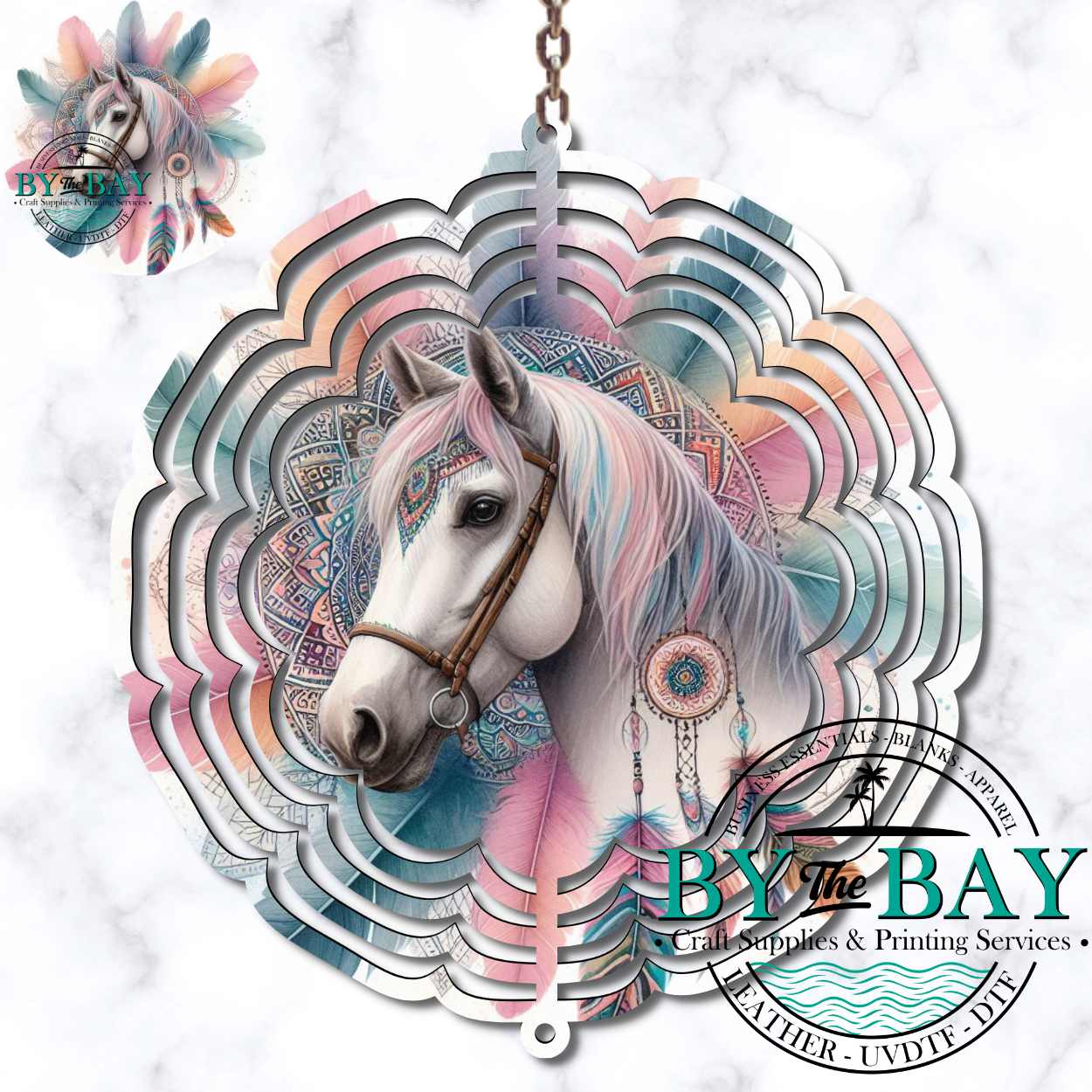 Pastel Mandala Horse Wind Spinner Sublimation Print