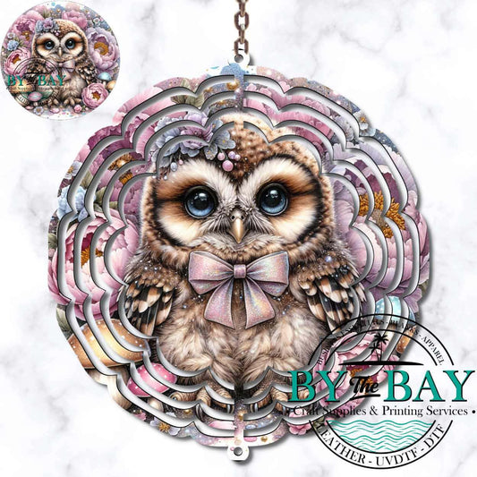 Pastel Owl Wind Spinner Sublimation Print