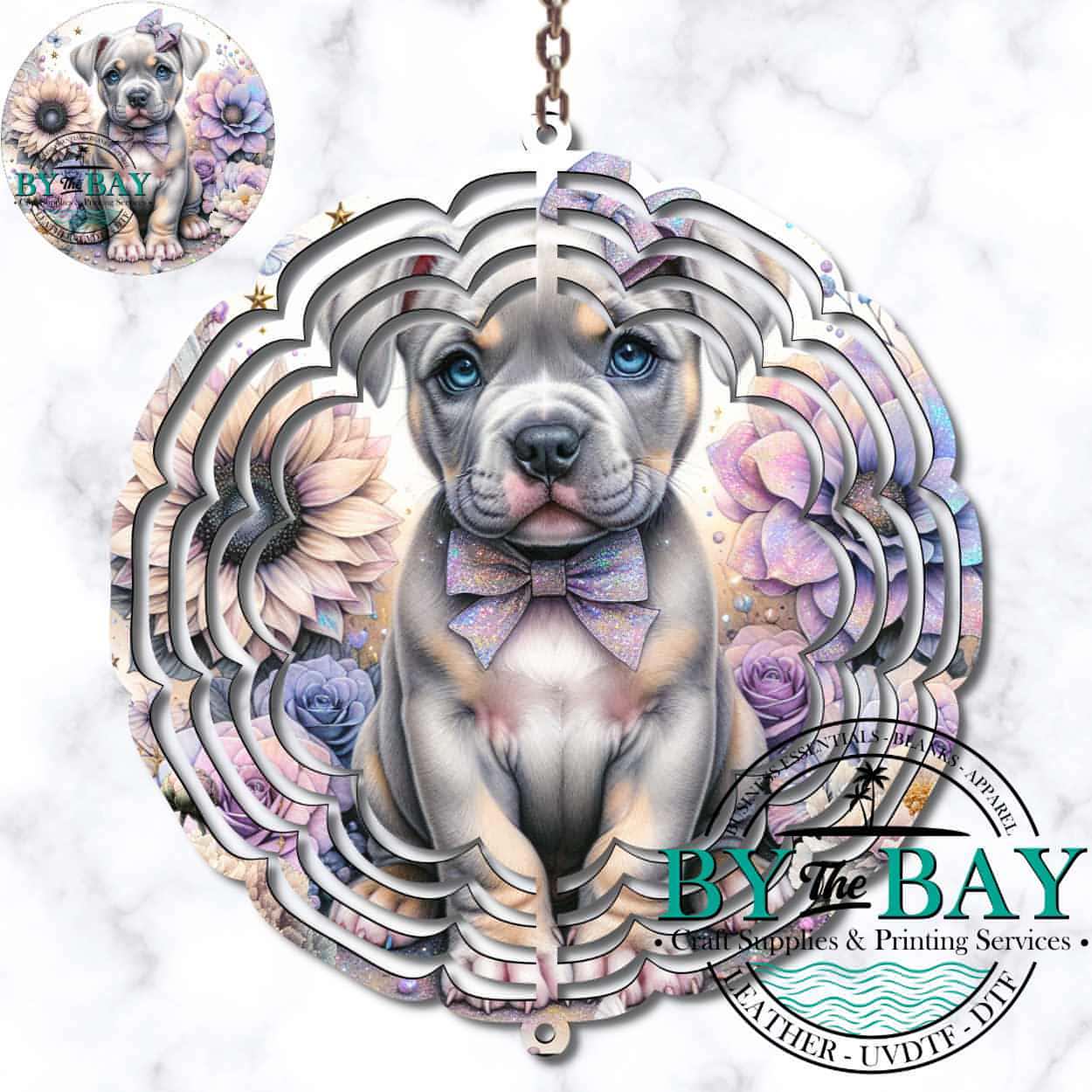 Pitbull Pup Wind Spinner Sublimation Print