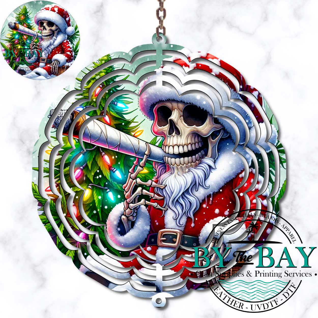 Puff Puff Christmas Skelly Wind Spinner Sublimation Print