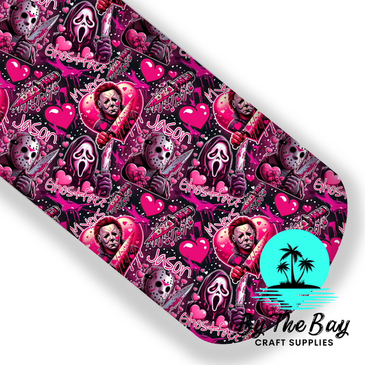 Horror Friends Pink Heart Faux Leatherette