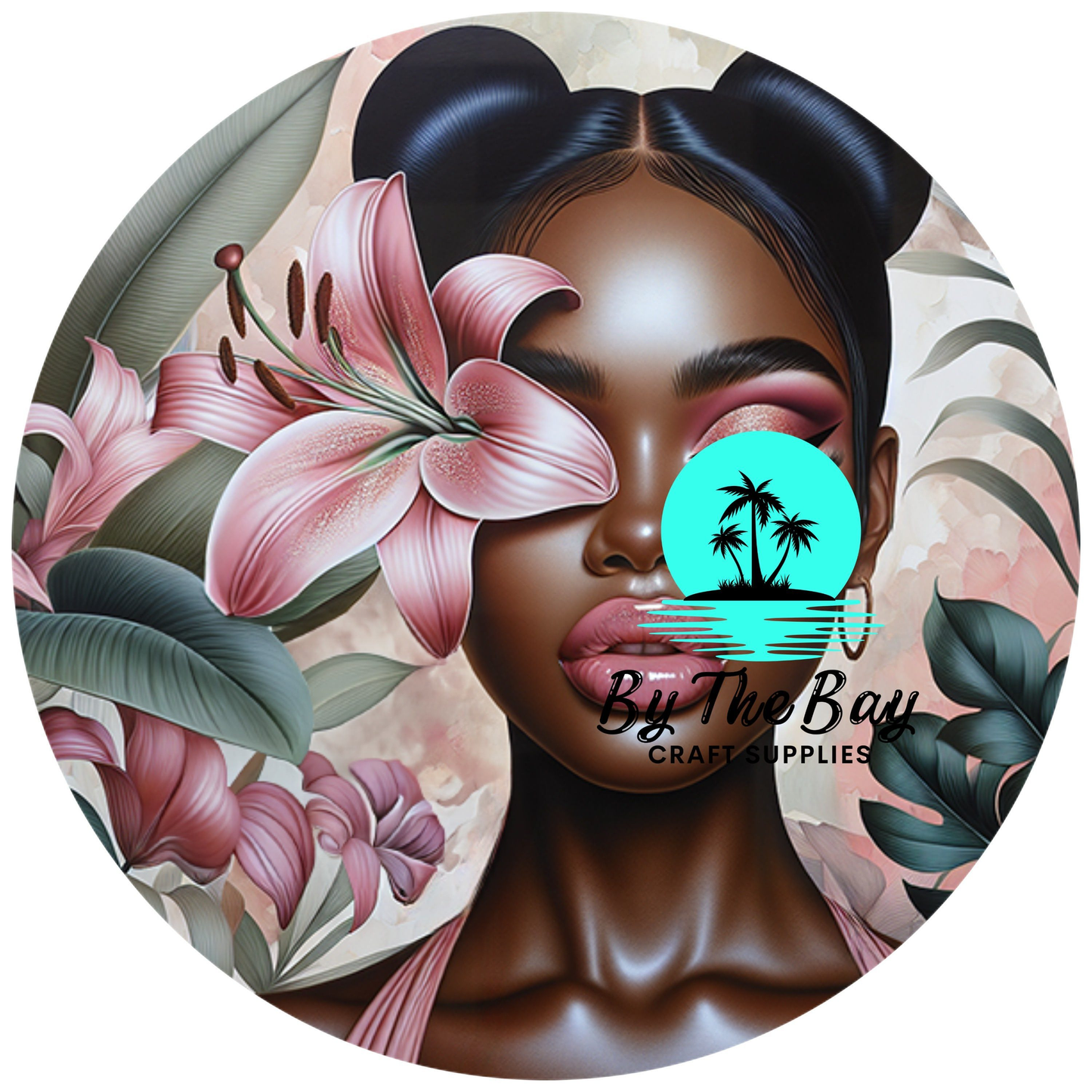 Tropical Girl 20 - Circle Keyring UV Print