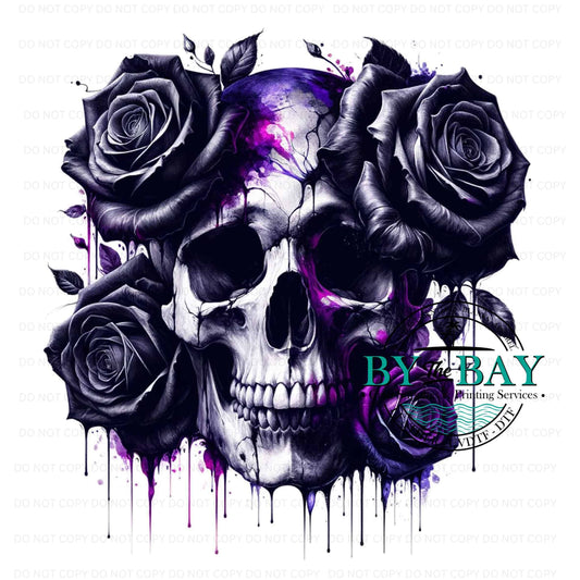 Skull with purple black paint drip panel (Various Sizes)