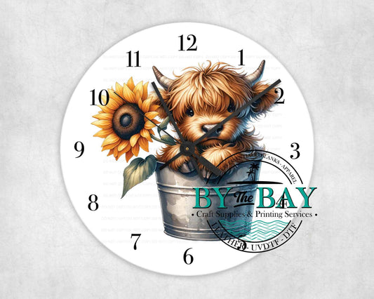 Sunflower Bucket UVDTF Clock