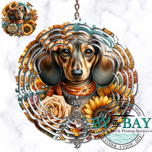 Sunflower Dachshund Wind Spinner Sublimation Print