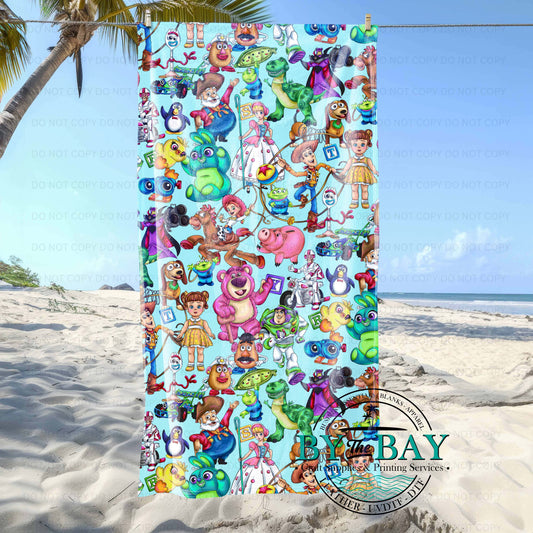 Toys Mashup Beach Towel Blue