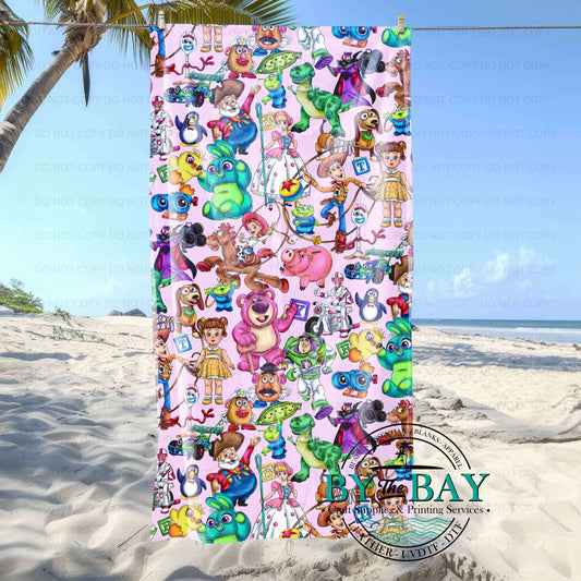 Toys Mashup Beach Towel PInk