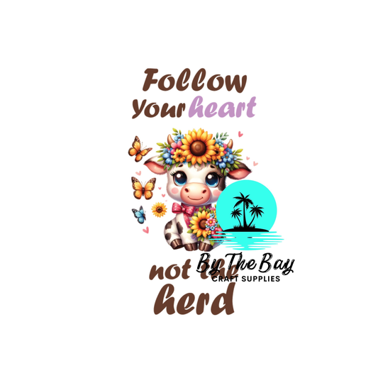 Follow your heart - Cute cow - Keyring UV Print