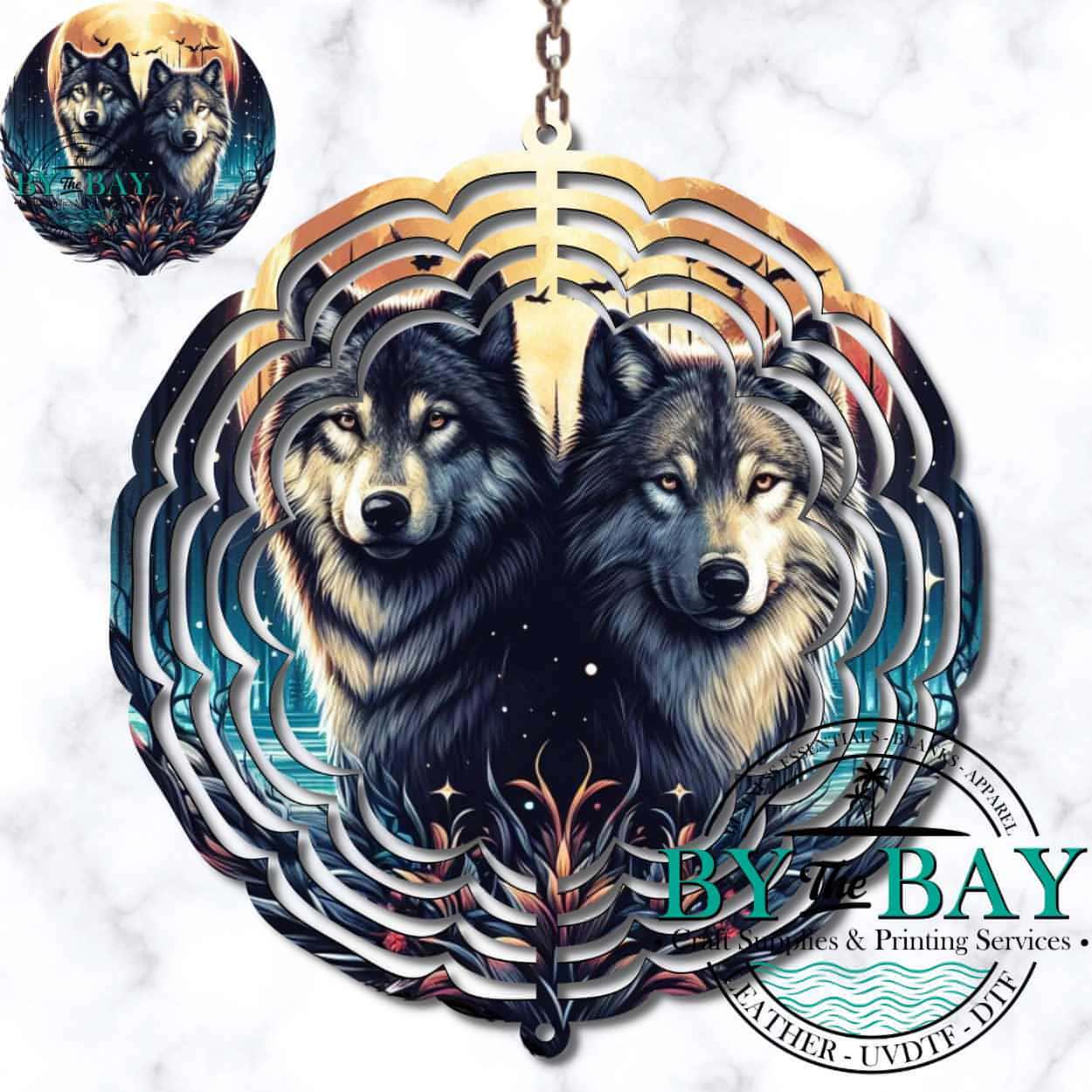 Wolf Pair Wind Spinner Sublimation Print