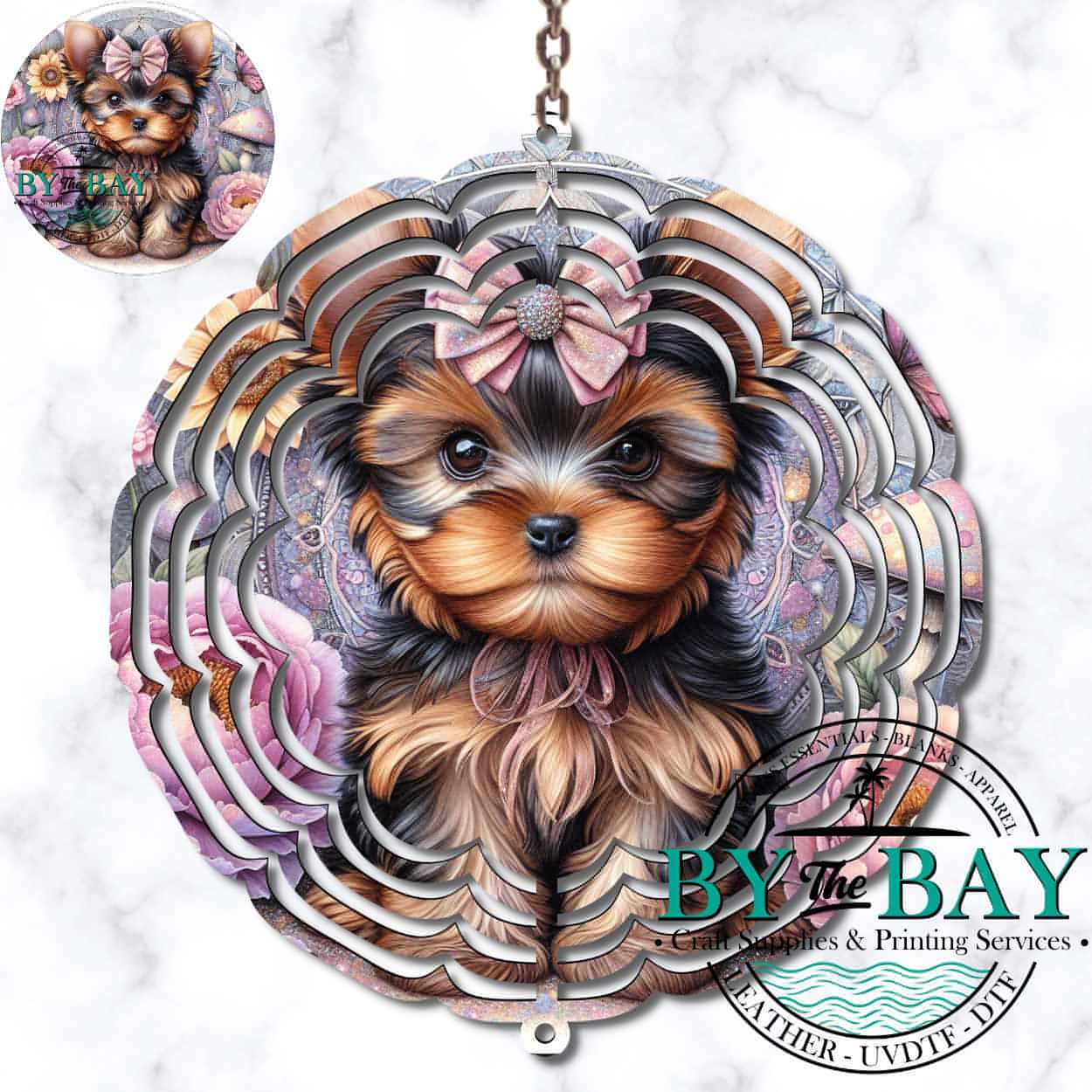 Yorkie Pup Wind Spinner Sublimation Print