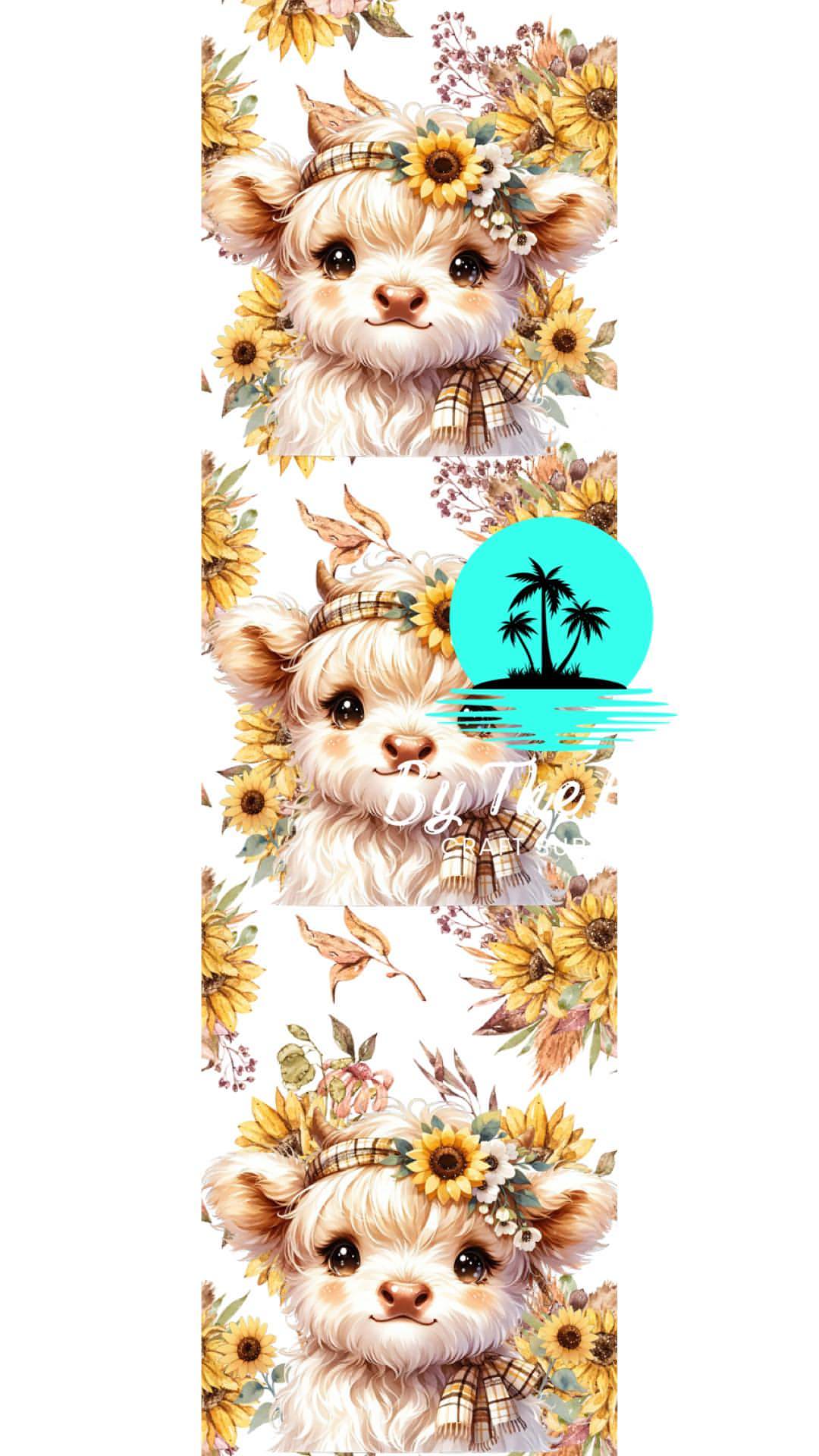 Highland cow sunflower Bookmark Decal