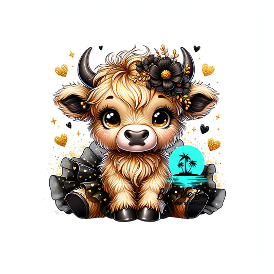 Gold Heart Highland Cow Halloween