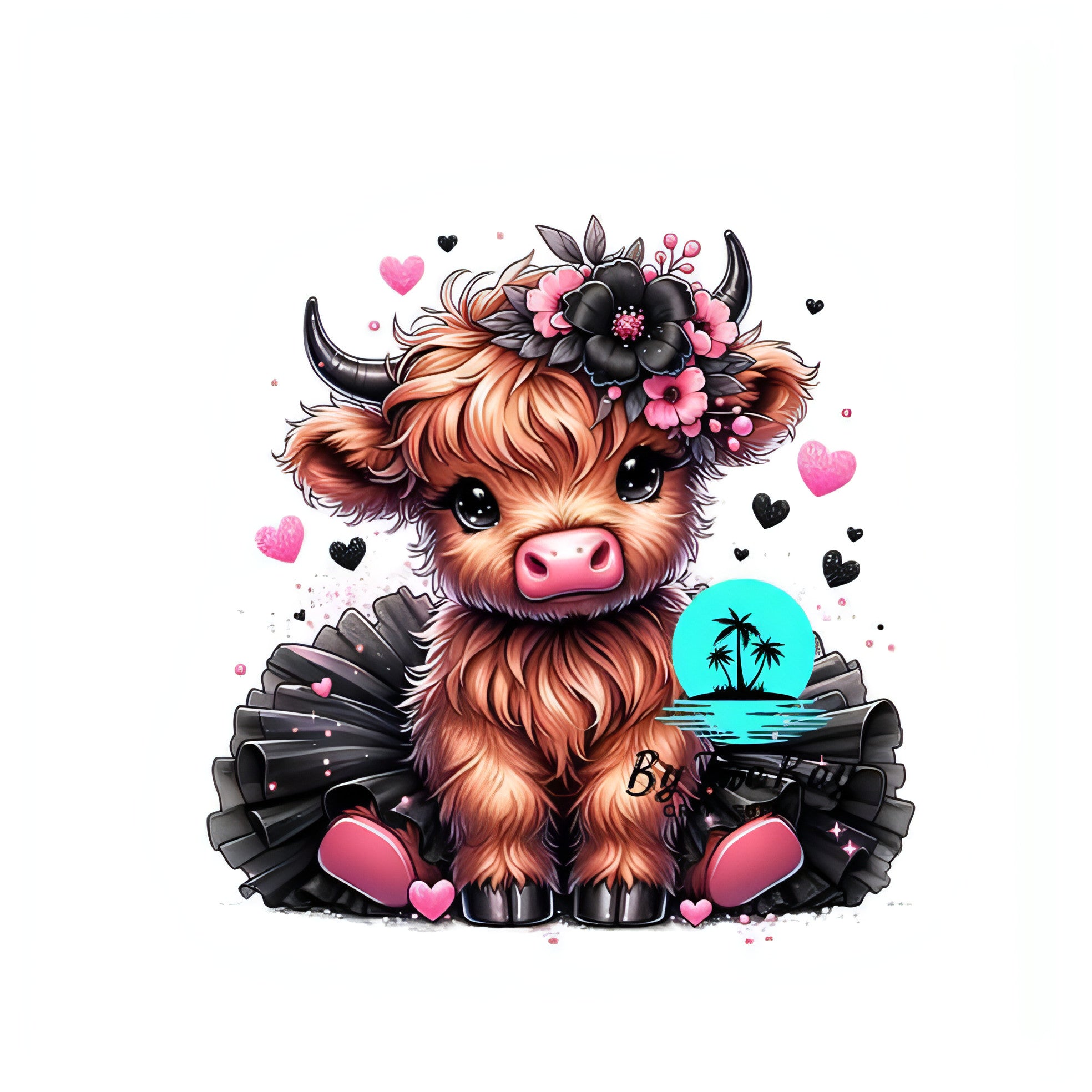 Pink Hearts Highland Cow Halloween UVDTF – By The Bay Craft Supplies