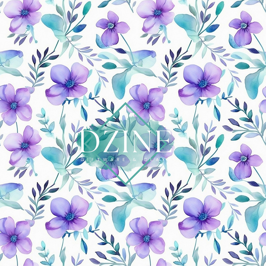 Purple watercolour flowers Faux Leather