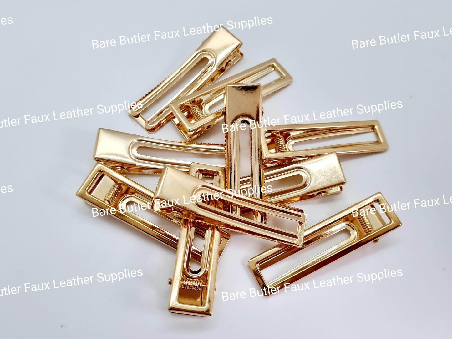 Barrette Clips Rectangular 10 Pack - Accessories, barrette, Clip, Hair, Hair clips - Bare Butler Faux Leather Supplies 