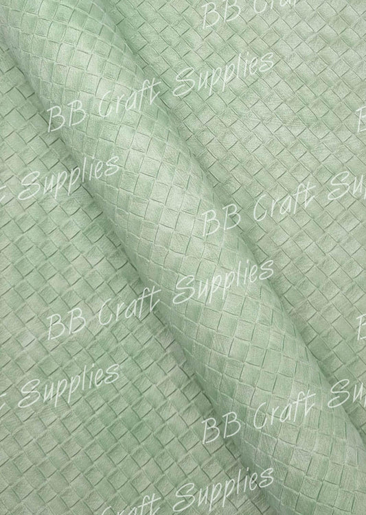 Basket weave Mint - Faux, Faux Leather, Floral, Glitter - Bare Butler Faux Leather Supplies 