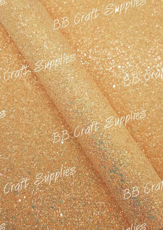 Chunky Glitter - Orange - Chunky, Faux, Faux Leather, glitter, leather, leatherette, orange - Bare Butler Faux Leather Supplies 