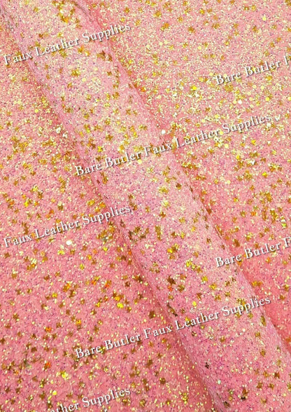 Chunky Glitter - Peach/Gold Shimmer - Chunky, Faux, Faux Leather, glitter, gold, leather, leatherette, Peach, sparkles - Bare Butler Faux Leather Supplies 