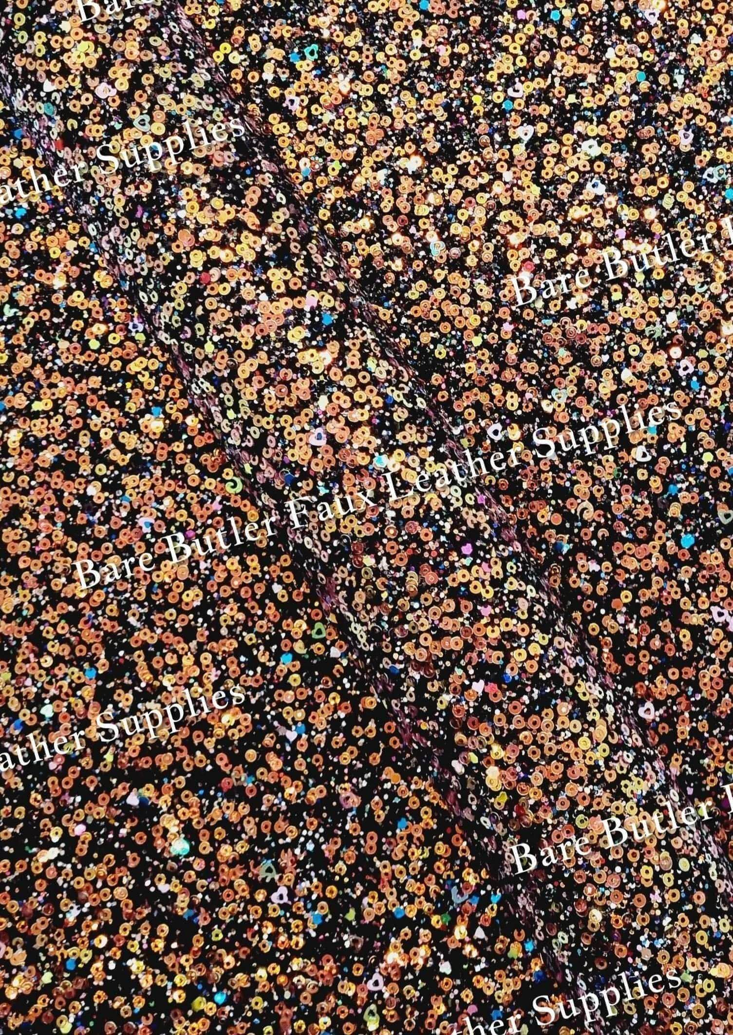 Chunky Glitter Sequin Mix Black - chunky, Faux, Faux Leather, Glitter, Leather, leatherette, Sequin - Bare Butler Faux Leather Supplies 