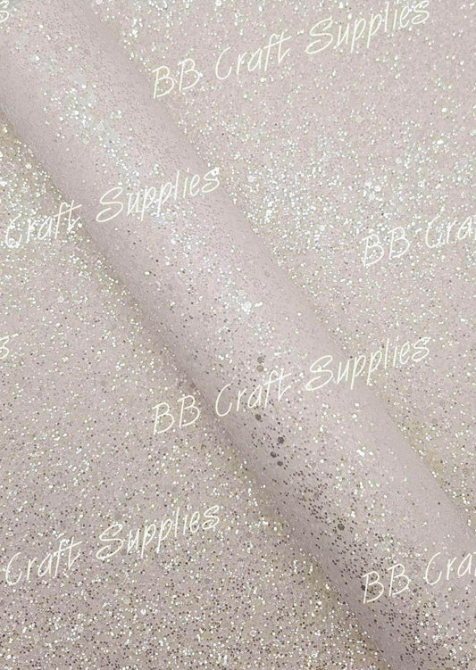 Chunky Glitter - White - Chunky, Faux, Faux Leather, glitter, leather, leatherette, white - Bare Butler Faux Leather Supplies 