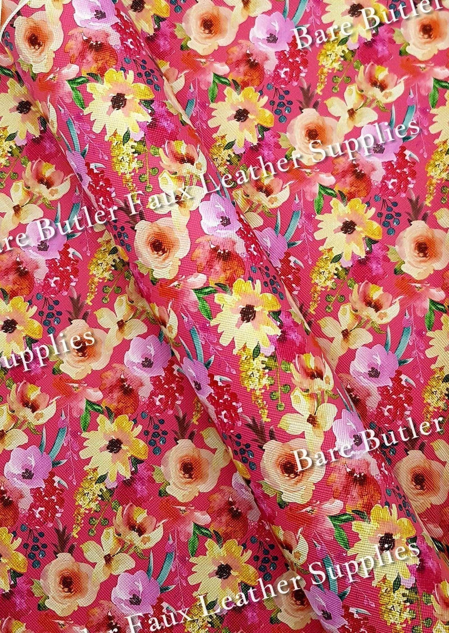 Cottage Garden Flowers Faux Leather - cottage, Faux, Faux Leather, floral, flower, flowers, garden, Leather, leatherette, spring, Whats new - Bare Butler Faux Leather Supplies 