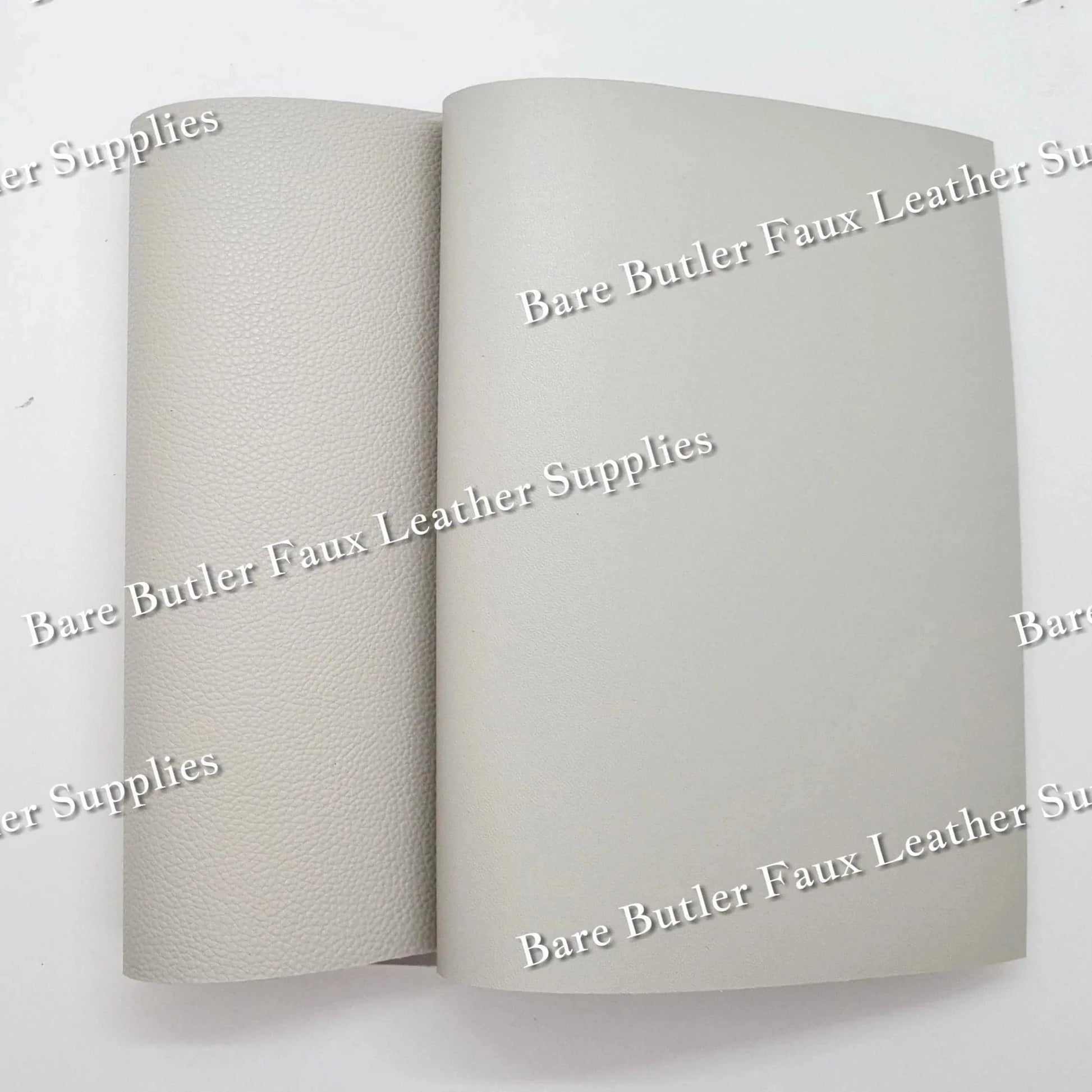 Double Sided Solid Colour Litchi - Stone - Faux, Faux Leather, Leather, leatherette - Bare Butler Faux Leather Supplies 