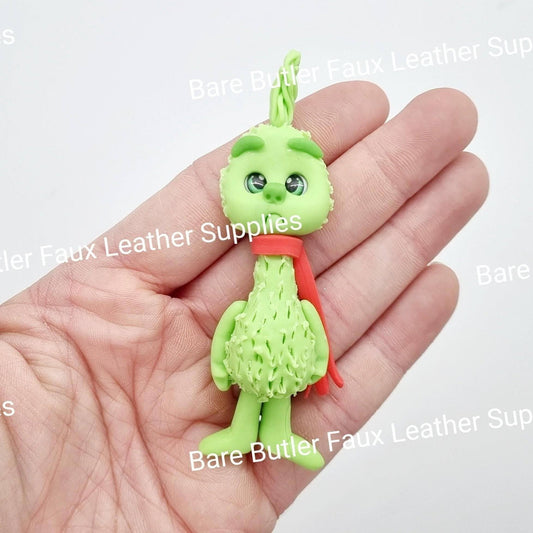 Furry Green Man - Clay, Clays, grinch - Bare Butler Faux Leather Supplies 