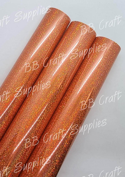 Heat Transfer Vinyl  -  Glam Orange - Glam, holographic, HTV, iron on vinyl, orange - Bare Butler Faux Leather Supplies 