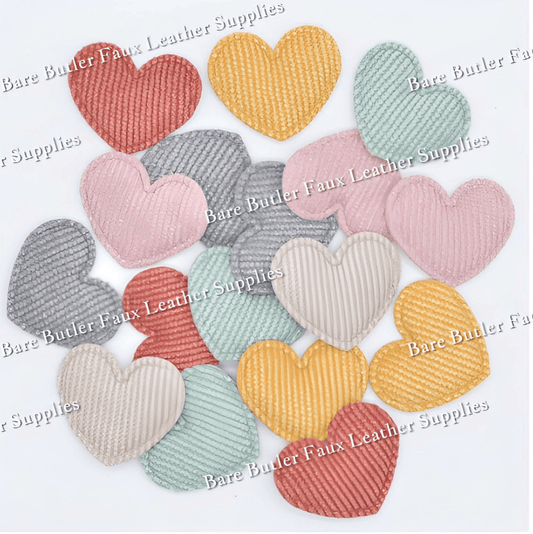 Padded Shimmery Heart Appliques - accessories, Butterfly, Embelishment, lace - Bare Butler Faux Leather Supplies 