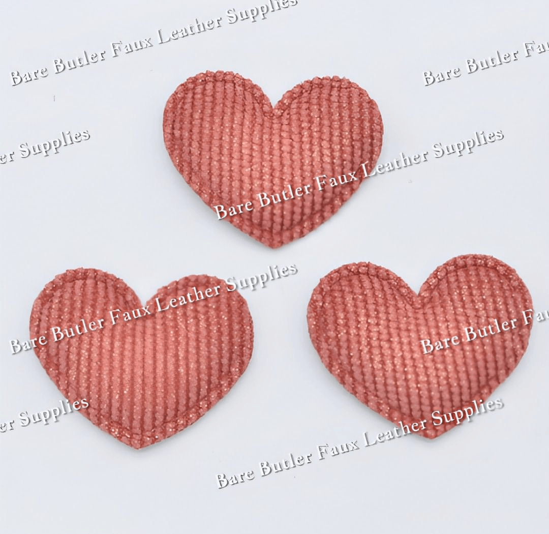 Padded Shimmery Heart Appliques - accessories, Butterfly, Embelishment, lace - Bare Butler Faux Leather Supplies 