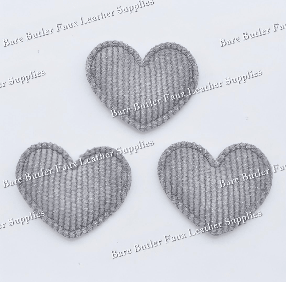 Padded Shimmery Heart Appliques - accessories, Butterfly, Embelishment, lace - Bare Butler Faux Leather Supplies 