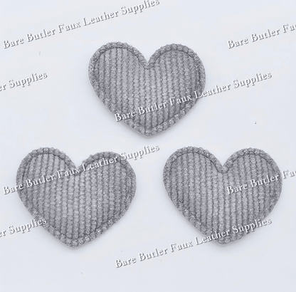 Padded Shimmery Heart Appliques - accessories, Butterfly, Embelishment, lace - Bare Butler Faux Leather Supplies 