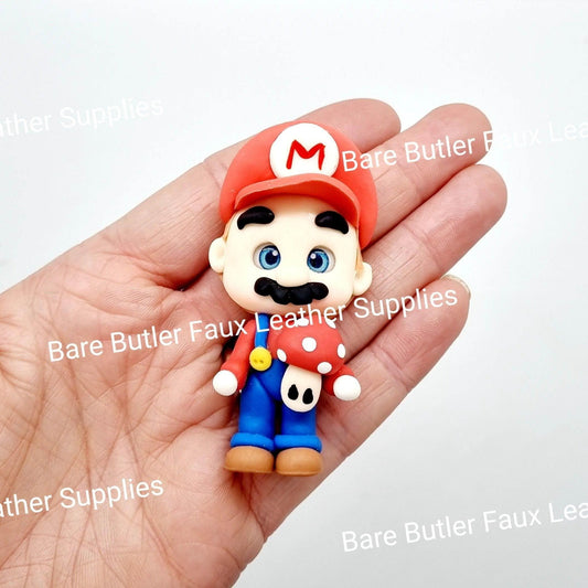 Red Mushroom Man - Clay, Clays, mario - Bare Butler Faux Leather Supplies 