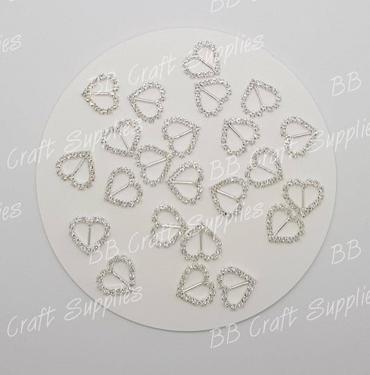 Rhinestone Heart Embellishments - Embelishment, Rhinestone - Bare Butler Faux Leather Supplies 