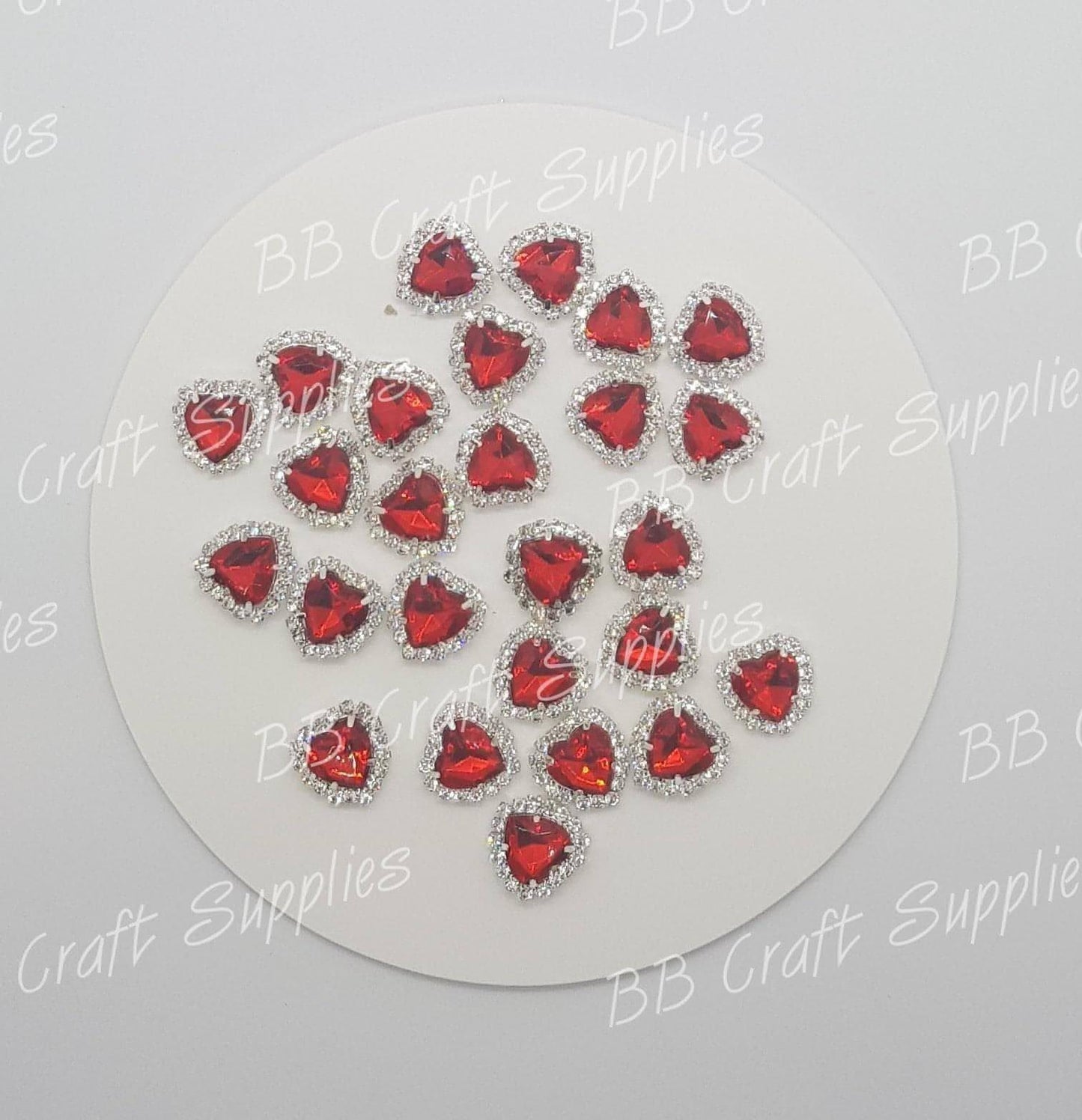 Rhinestone Hearts-  Embellishment's - Embelishment, Rhinestone - Bare Butler Faux Leather Supplies 