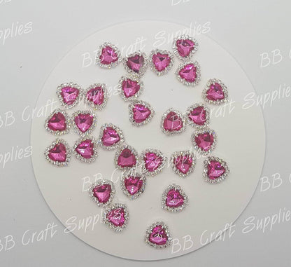 Rhinestone Hearts-  Embellishment's - Embelishment, Rhinestone - Bare Butler Faux Leather Supplies 