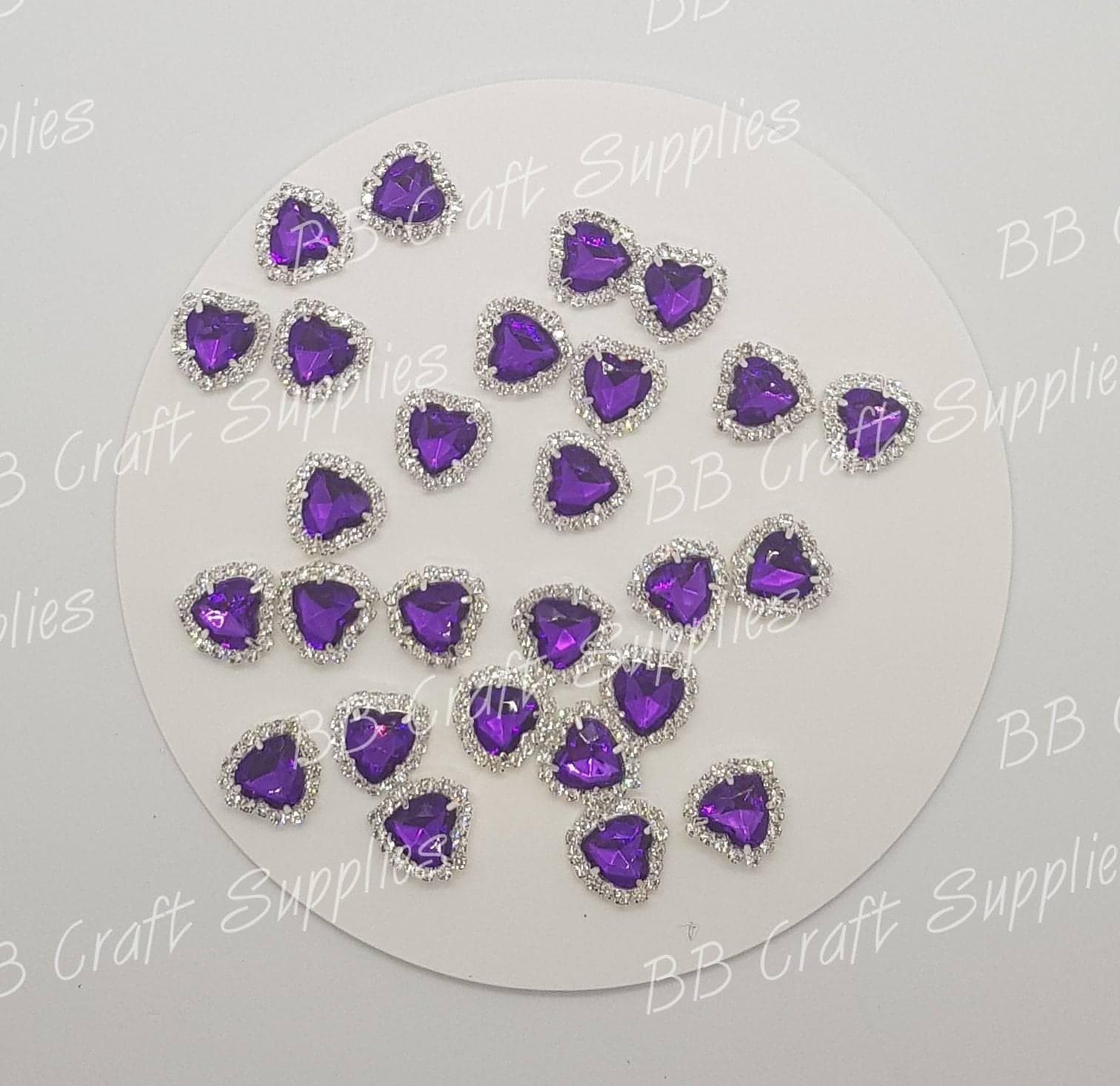 Rhinestone Hearts-  Embellishment's - Embelishment, Rhinestone - Bare Butler Faux Leather Supplies 